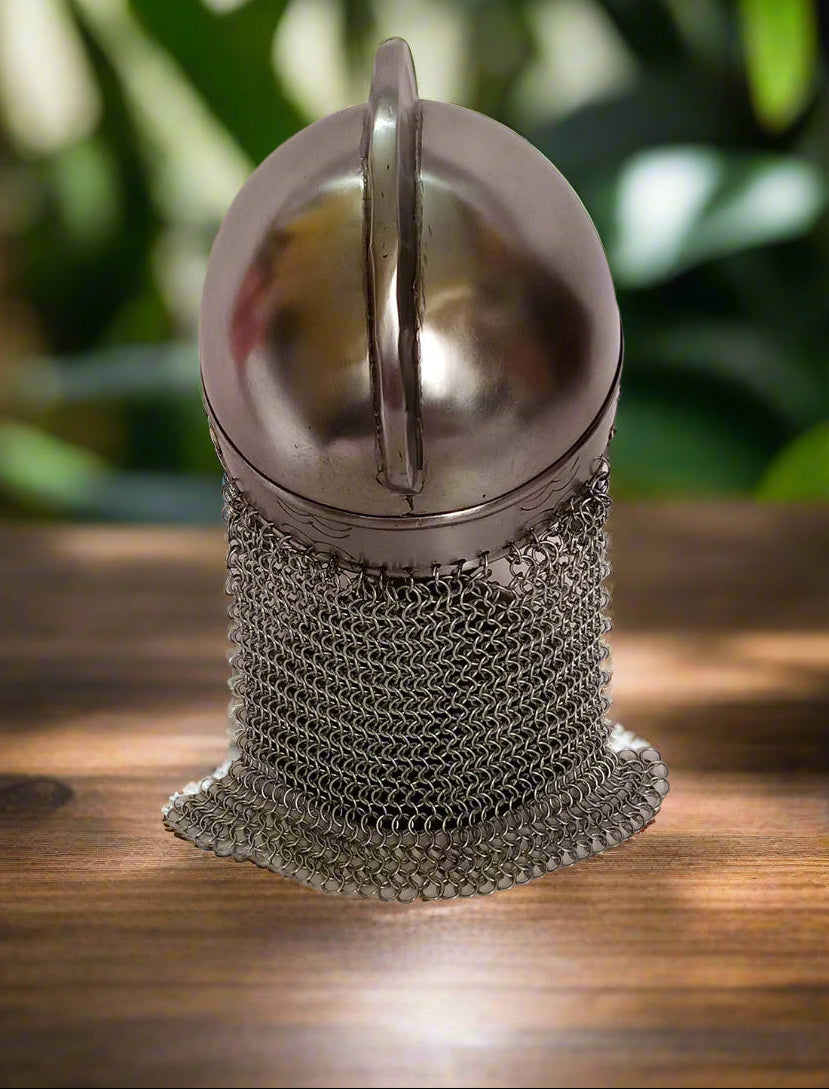 Handcrafted Viking Wolf Armor Chainmail Helmet – Battle-Ready Norse Warrior Helm
