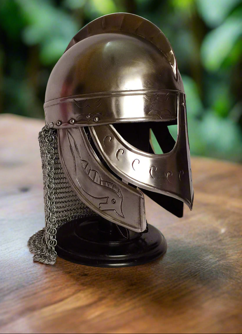 Handcrafted Viking Wolf Armor Chainmail Helmet – Battle-Ready Norse Warrior Helm