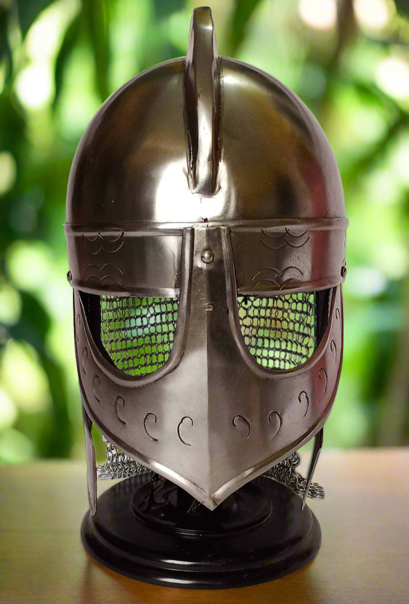 Handcrafted Viking Wolf Armor Chainmail Helmet – Battle-Ready Norse Warrior Helm
