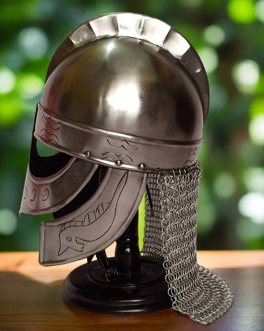 Handcrafted Viking Wolf Armor Chainmail Helmet – Battle-Ready Norse Warrior Helm