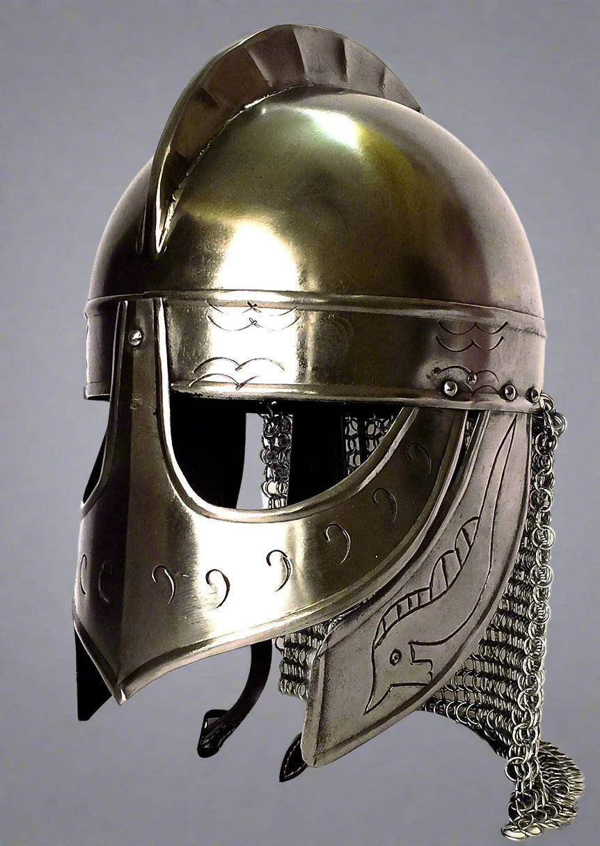 Handcrafted Viking Wolf Armor Chainmail Helmet – Battle-Ready Norse Warrior Helm