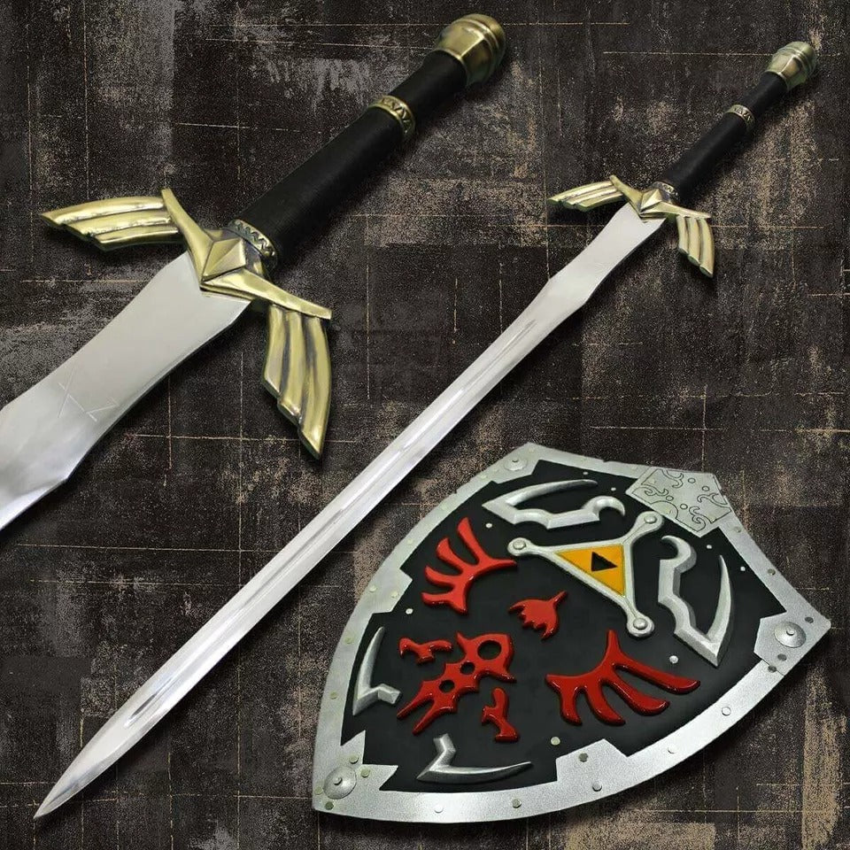 Hylian Eclipse Set: Black Gold Master Sword with Shield Replica