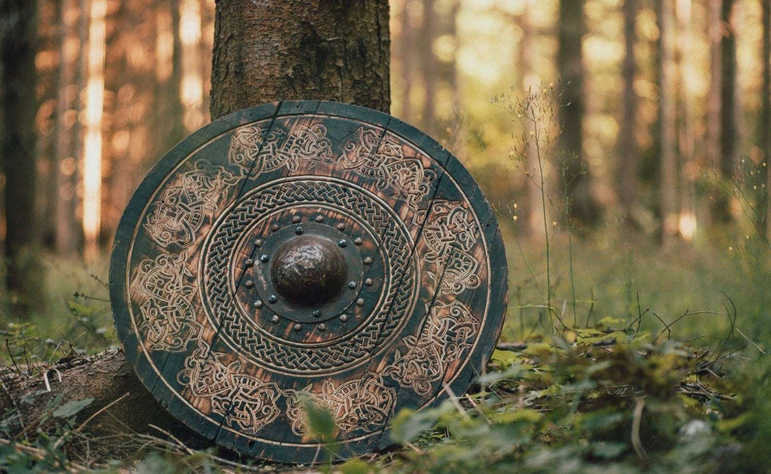 Carved Norse Drake Viking Shield - Wall Art Viking Shield