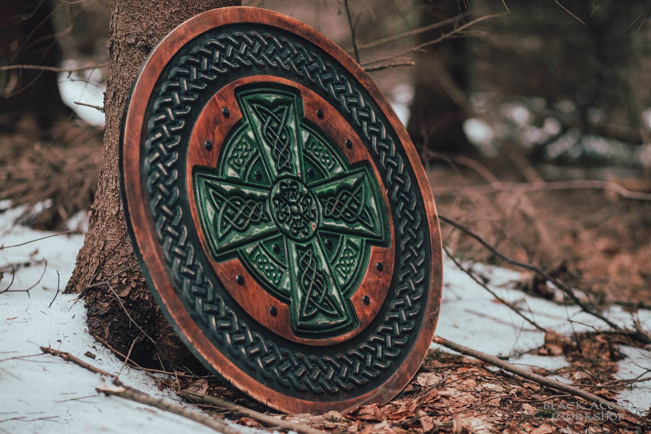 Carved Shield Celtic Cross Viking Wall Art Viking Shield