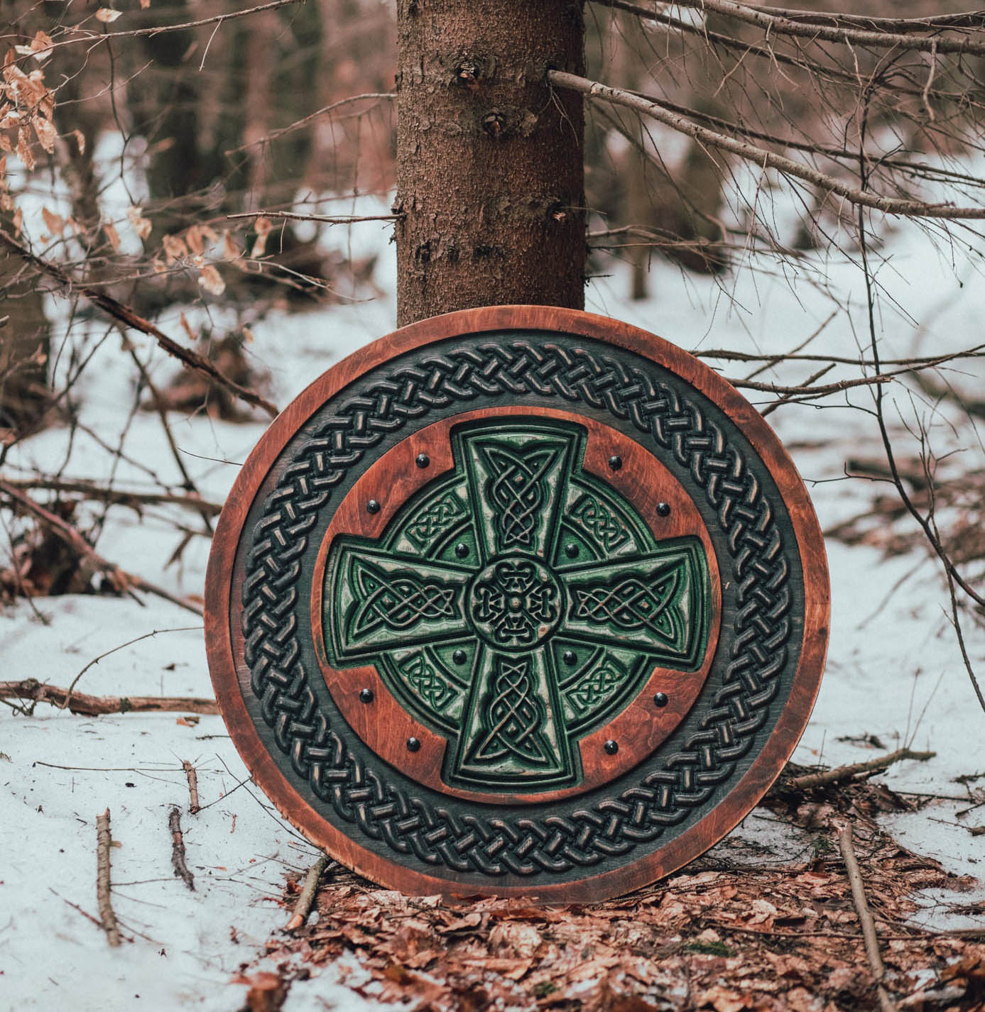 Carved Shield Celtic Cross Viking Wall Art Viking Shield