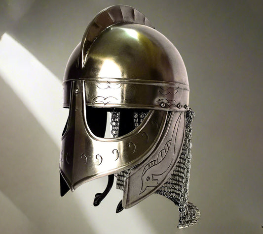 Handcrafted Viking Wolf Armor Chainmail Helmet – Battle-Ready Norse Warrior Helm