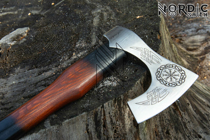 Aegishjalmur Symbol Premium Style Viking Axe With Wooden Box