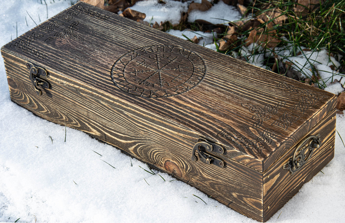 Nordic Hammer with Viking Runes Engraved Head With Wooden Box