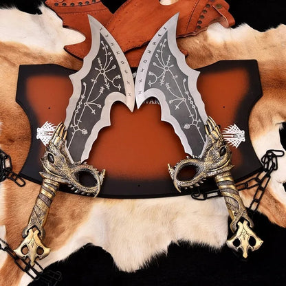 God of War Blades of Chaos Replica – Twin Metal Swords with Brass Handles