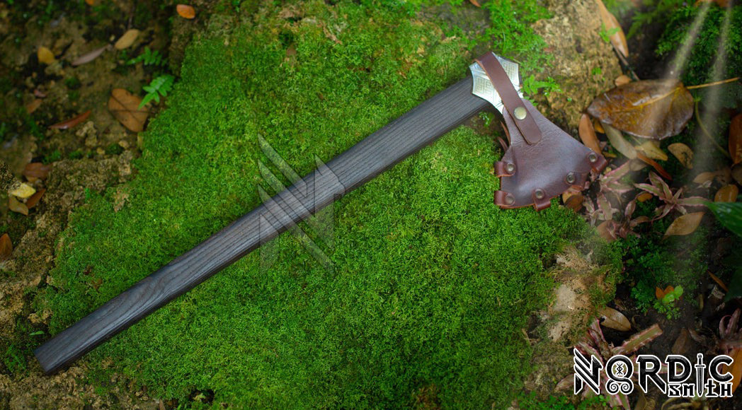 Hand-Forged Mammen-Style Long Dane Viking Axe with Leather Sheath