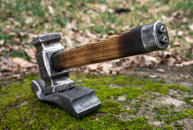 Nordic Hammer with Viking Runes Engraved Head With Wooden Box