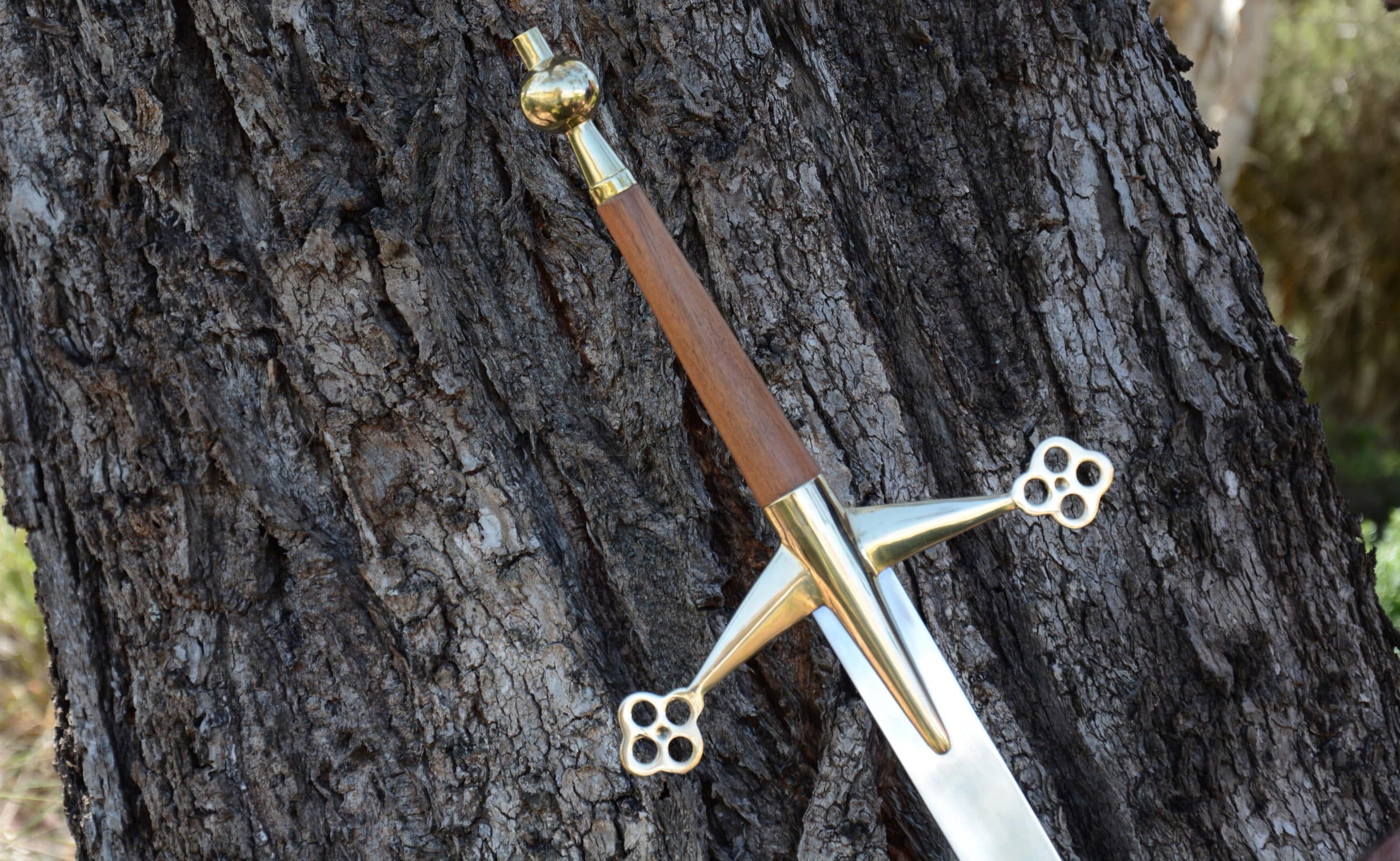 Scottish Claymore Sword 38" with Brass Guard, Pommel & Wood Handle