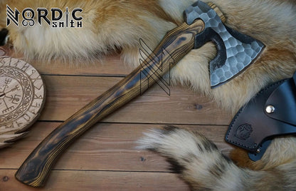 Hand-Forged Premium Viking Axe With Leather Cover