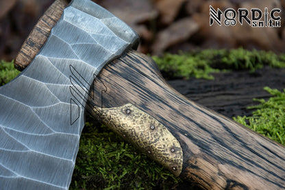 Scandinavian-Style Hand-Forged Viking Axe with Wooden Box