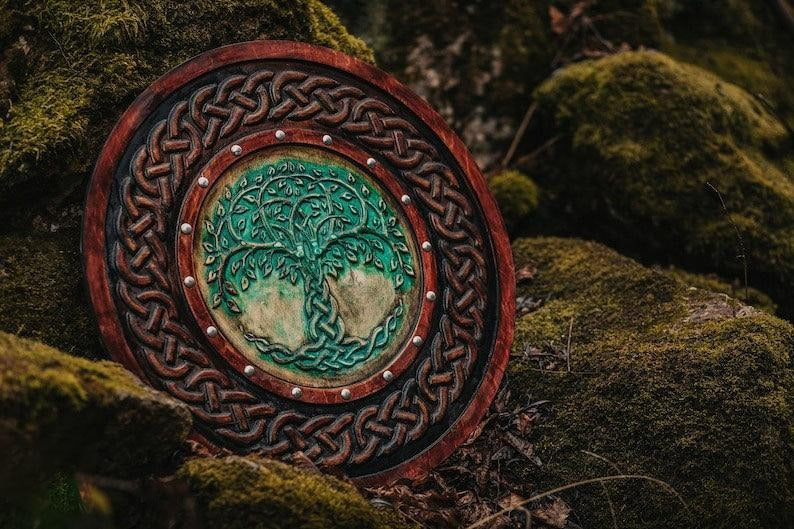 Yggdrasil Norse Tree Design Viking Shield - Carved Viking Shield