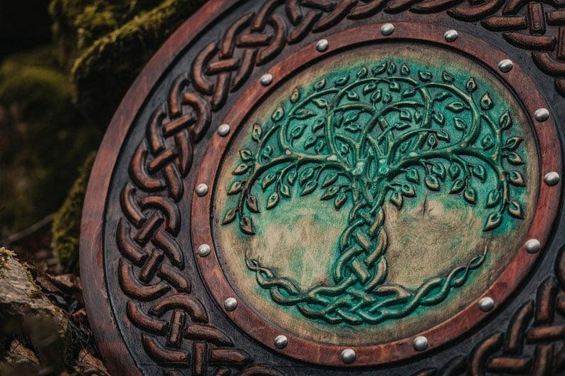 Yggdrasil Norse Tree Design Viking Shield - Carved Viking Shield