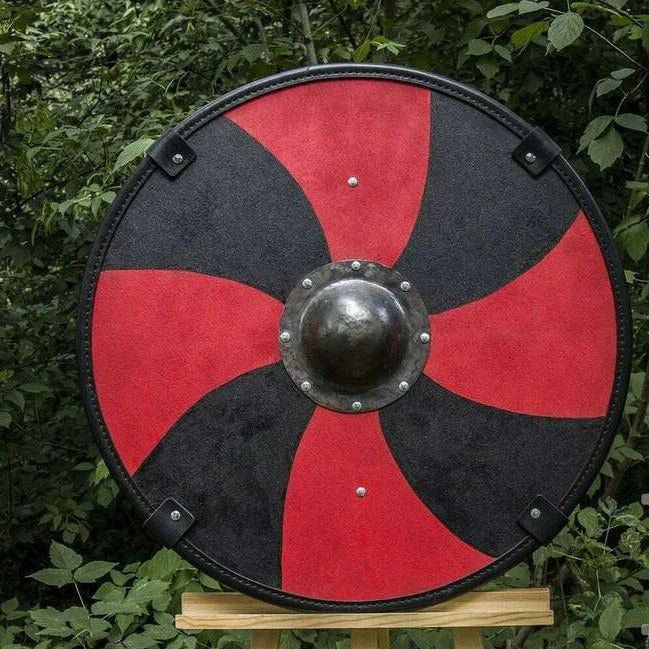 Smooth Black and Red Printed Viking Shield