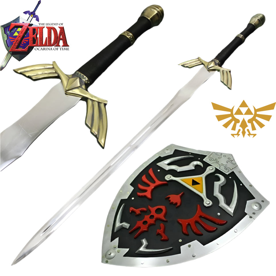Hylian Eclipse Set: Black Gold Master Sword with Shield Replica