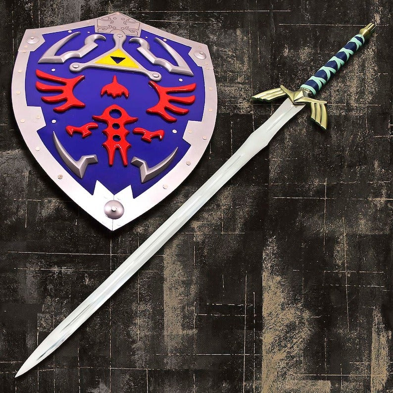 Zelda Replica Set: Sky Blue Master Sword with Collector’s Shield
