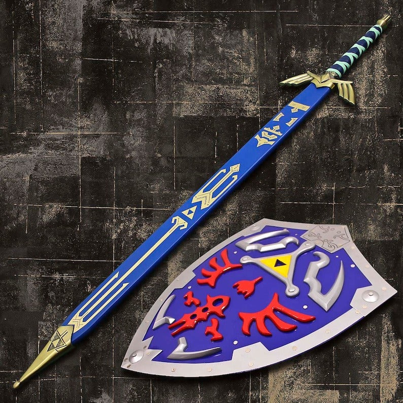 Zelda Replica Set: Sky Blue Master Sword with Collector’s Shield
