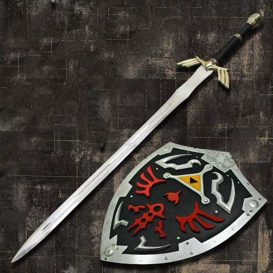 Hylian Eclipse Set: Black Gold Master Sword with Shield Replica