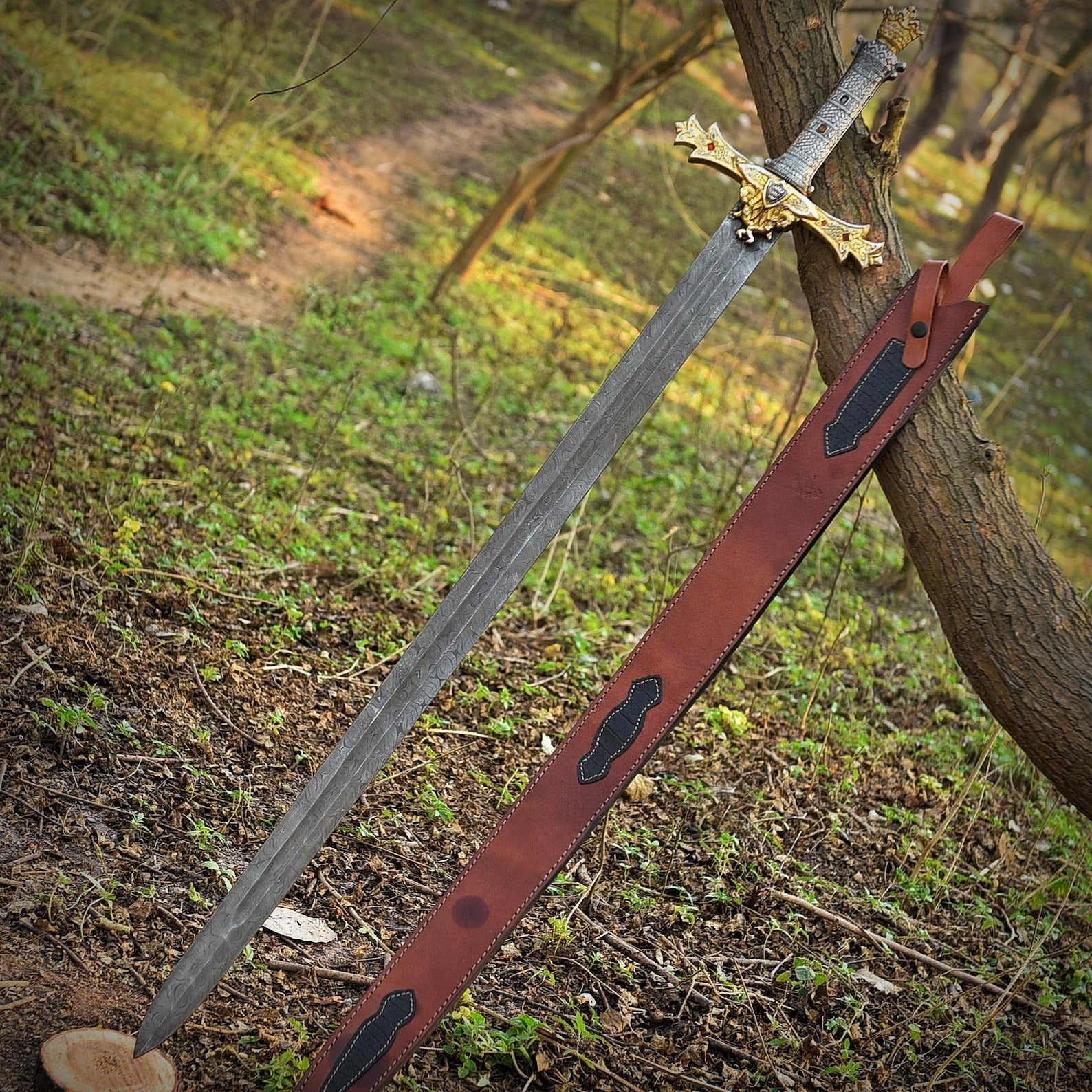 King Arthur Damascus Steel Medieval Collectable Gift Sword