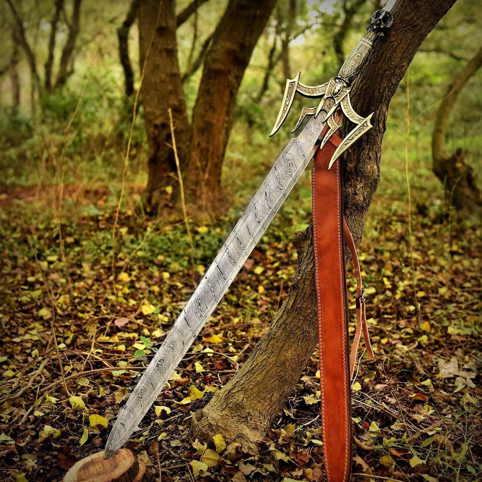 Medieval Long Sword – Hand Forged Damascus Steel Viking Blade