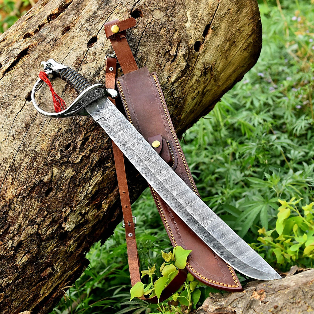 Handcrafted Damascus Steel Cutlass – Viking Buster Sword Design