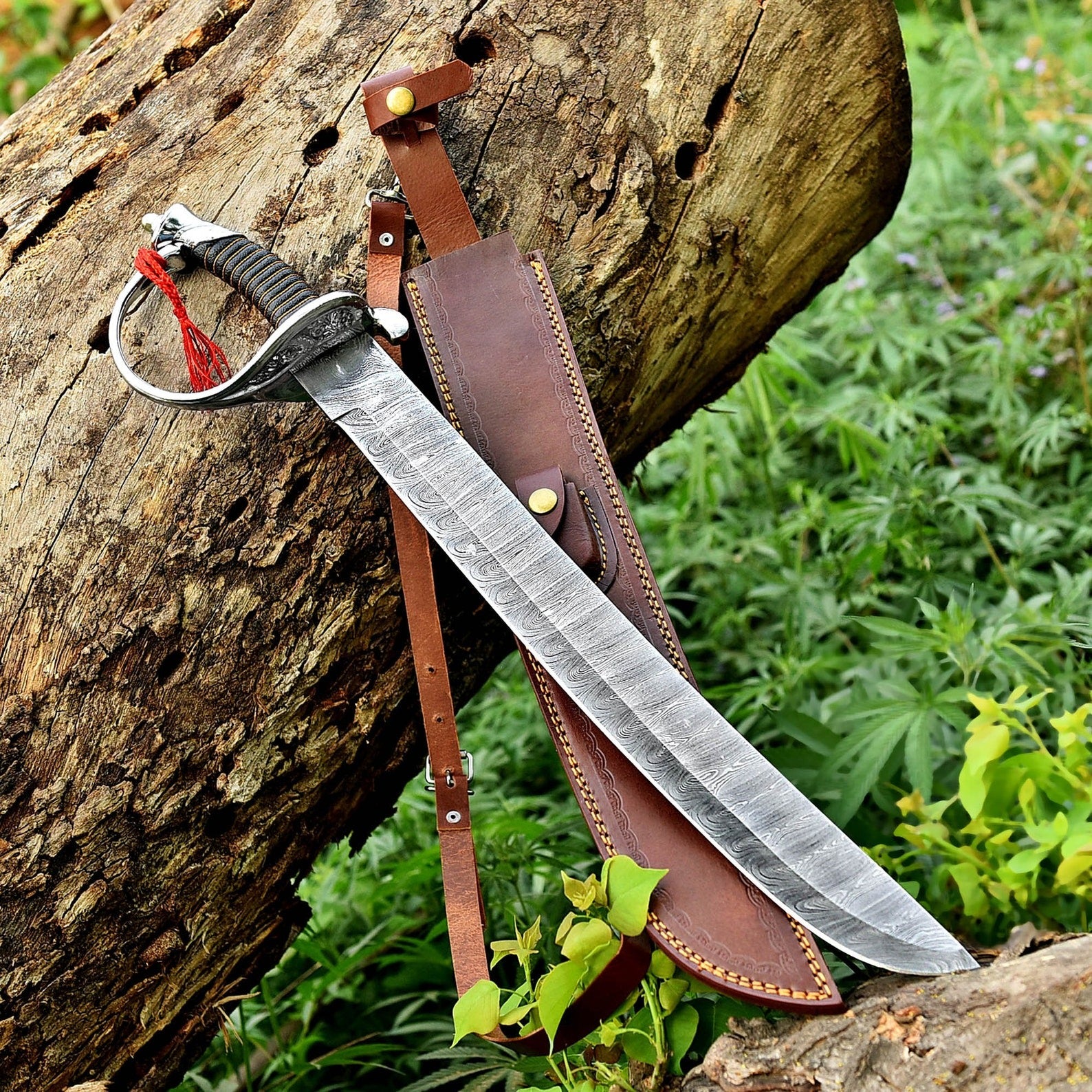 Handcrafted Damascus Steel Cutlass – Viking Buster Sword Design