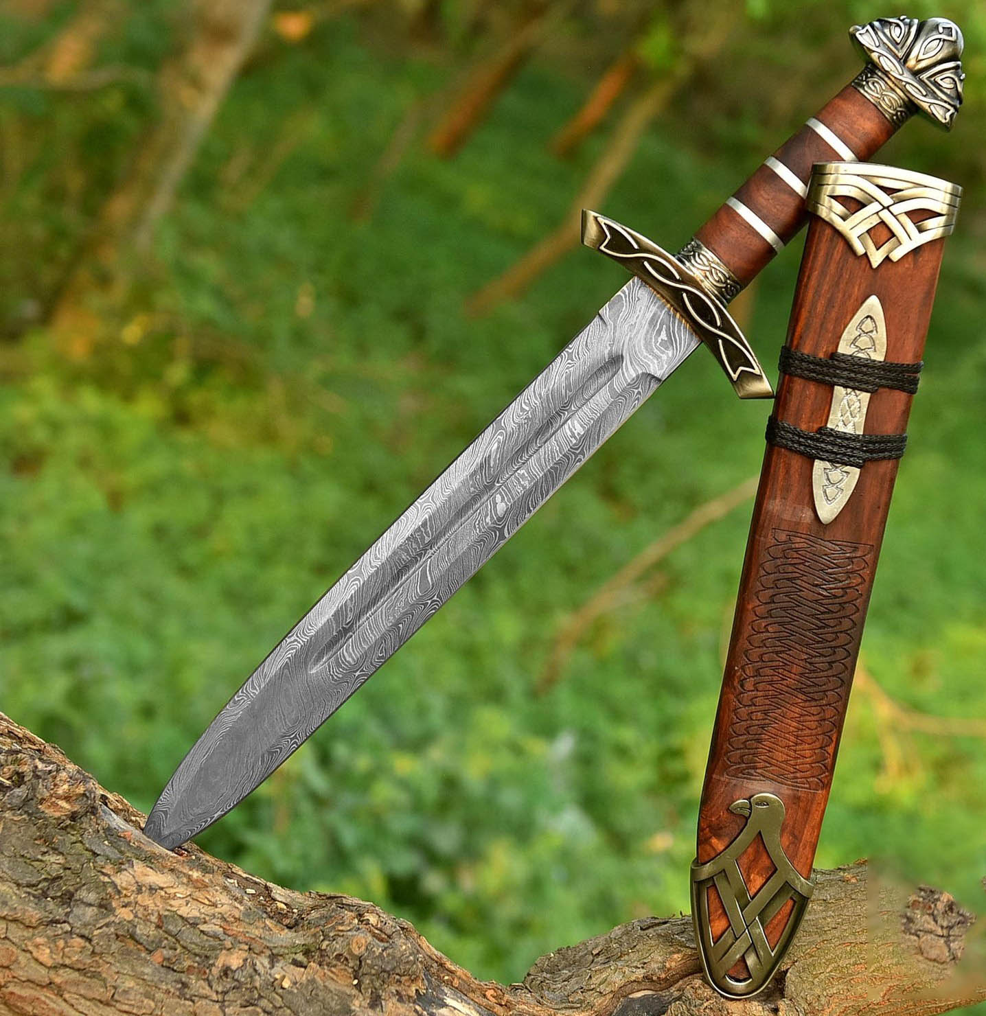 Handmade Mini Northmen Damascus Steel Sword – Viking Style Blade
