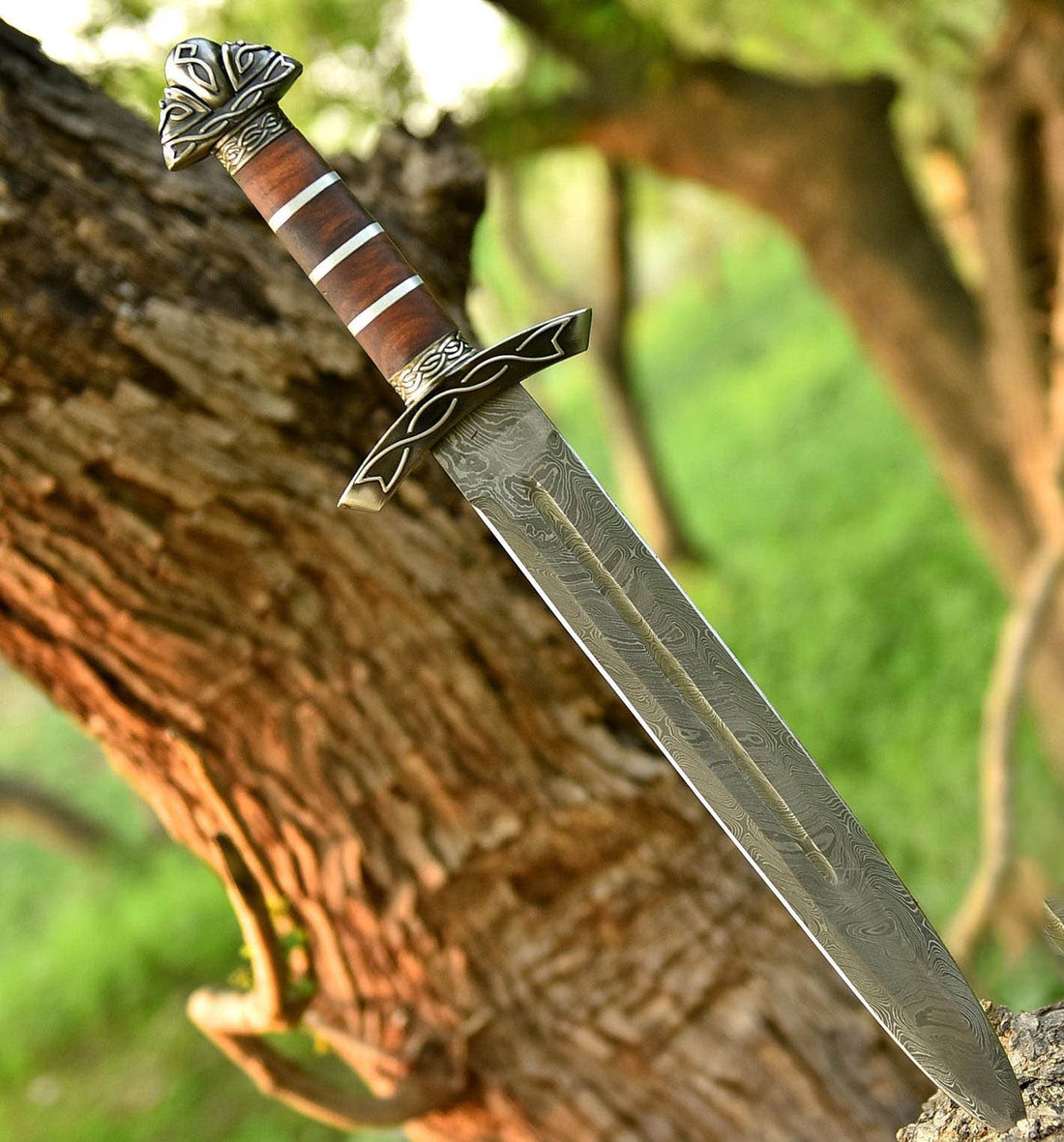 Handmade Mini Northmen Damascus Steel Sword – Viking Style Blade