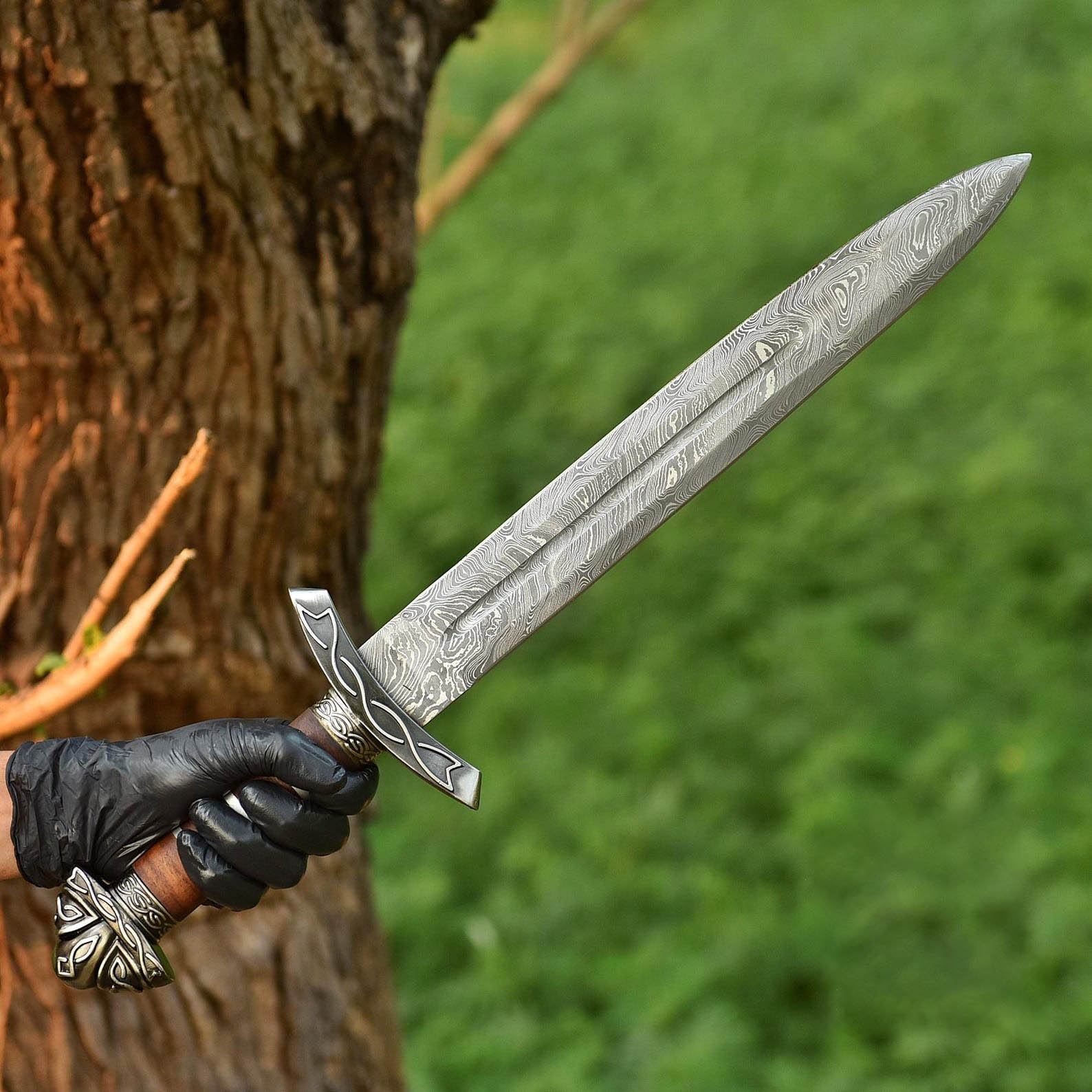 Handmade Mini Northmen Damascus Steel Sword – Viking Style Blade